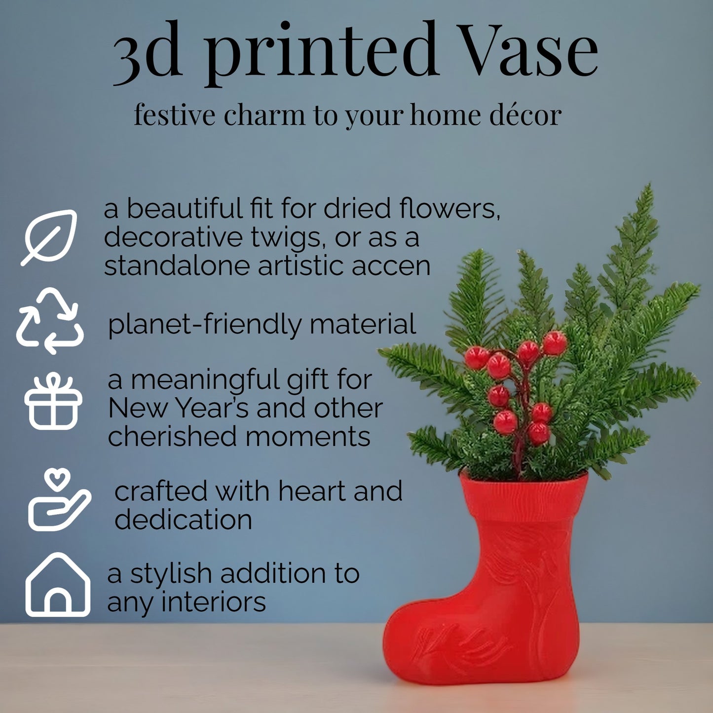 Festive Boot Vase & Candy Holder – Holiday Decor & Gift Idea