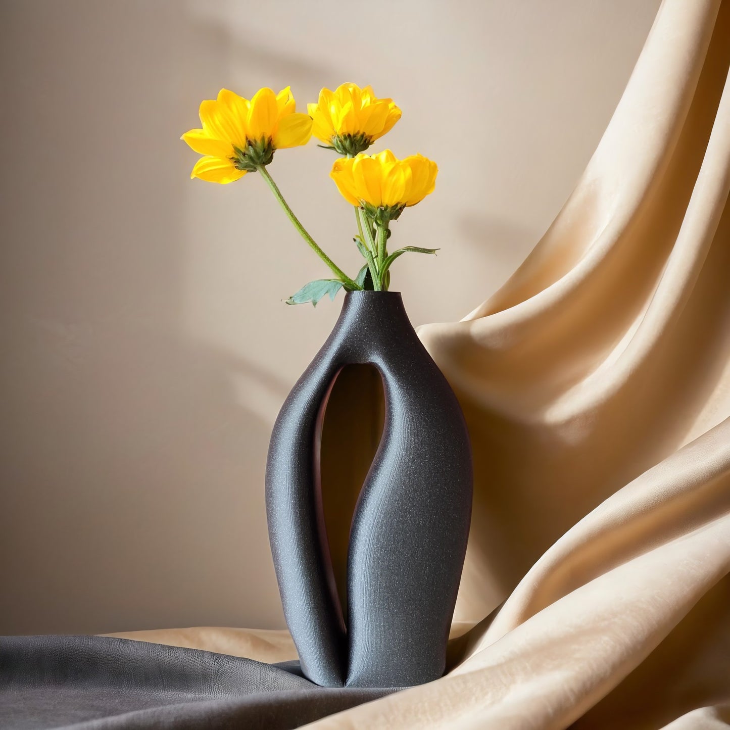 Abstract Black Vase – Modern Minimalist Home Accent