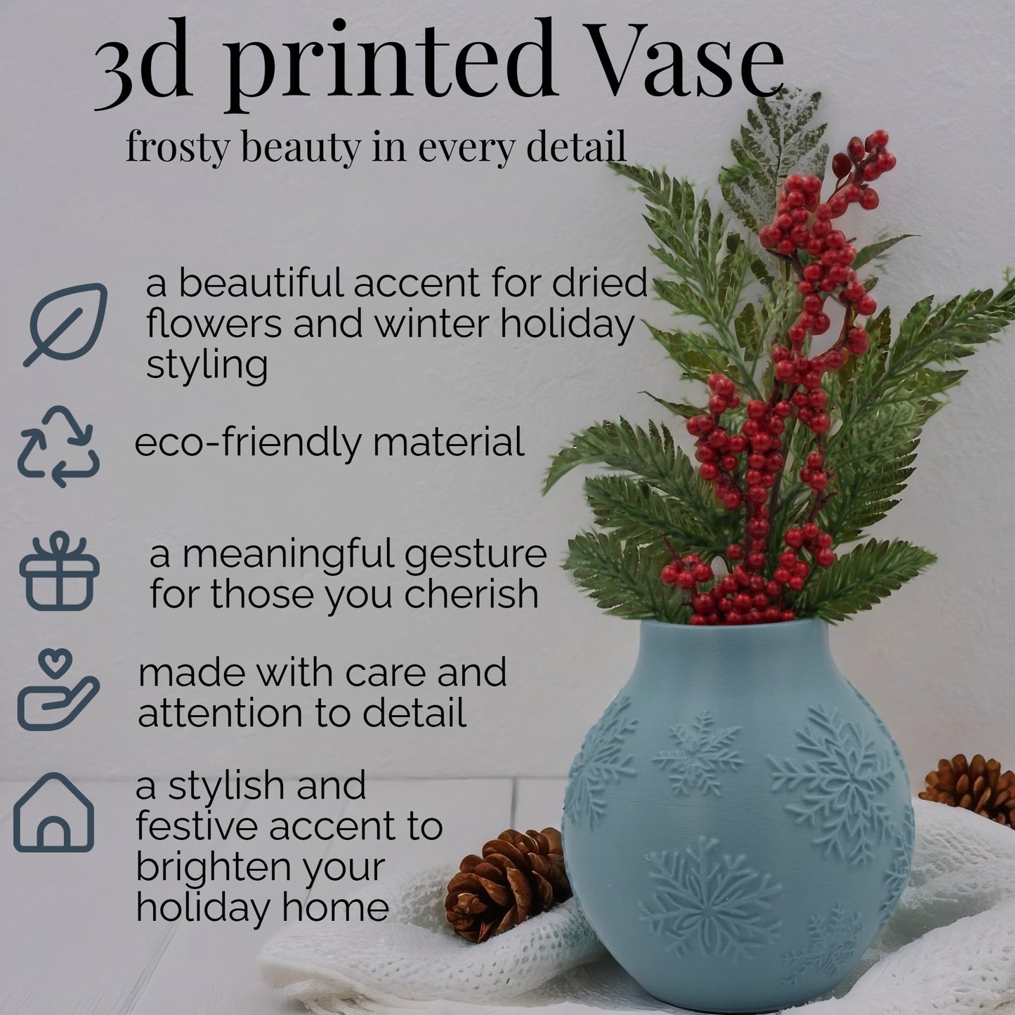 Winter Wonderland Vase – Snowflake-Inspired Holiday Decor