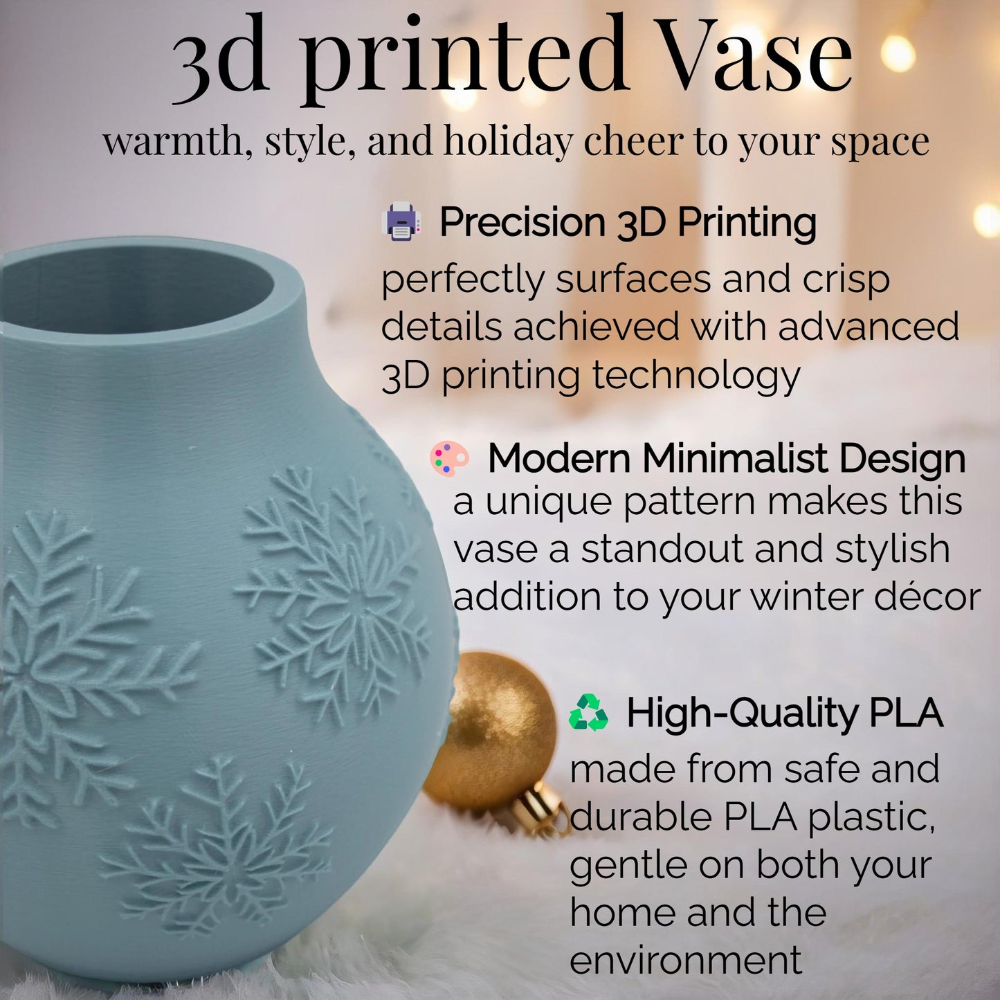 Winter Wonderland Vase – Snowflake-Inspired Holiday Decor