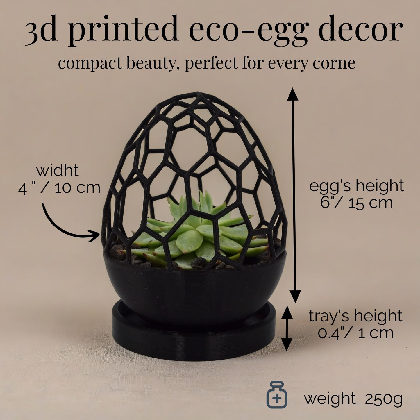 Geometric Egg Planter – Unique Modern Home for Succulents & Cacti