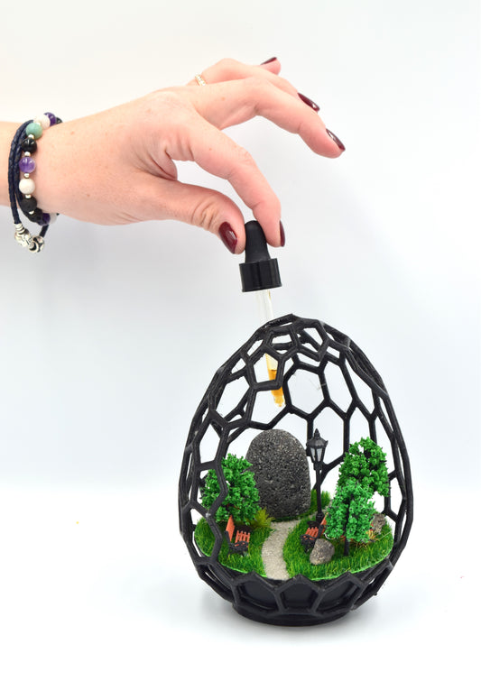 Miniature Park Diorama in Geometric Egg – A Tranquil Nature Scene