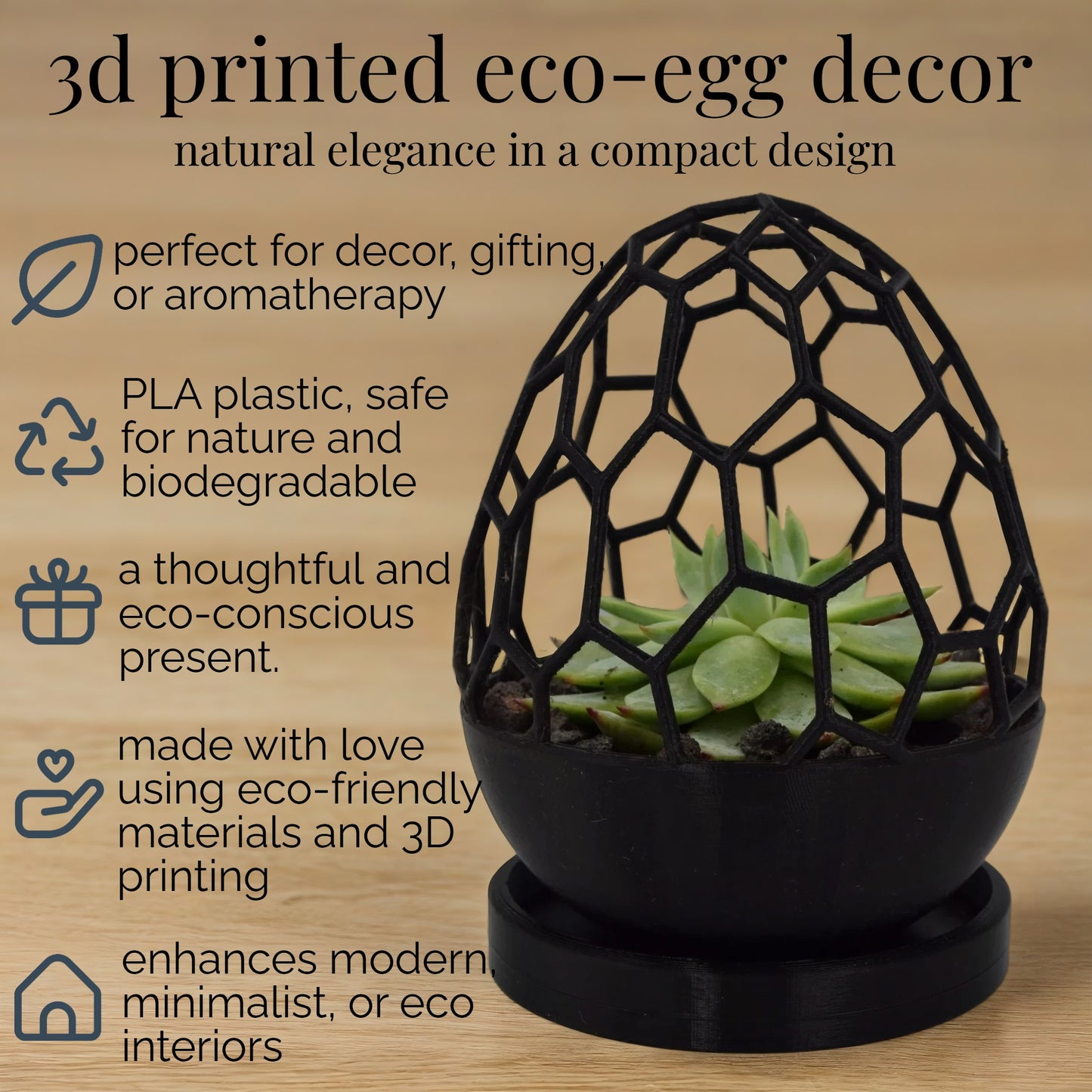 Geometric Egg Planter – Unique Modern Home for Succulents & Cacti