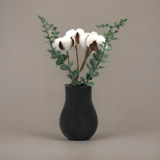 Textured Black Vase – Modern Minimalist Home Deco