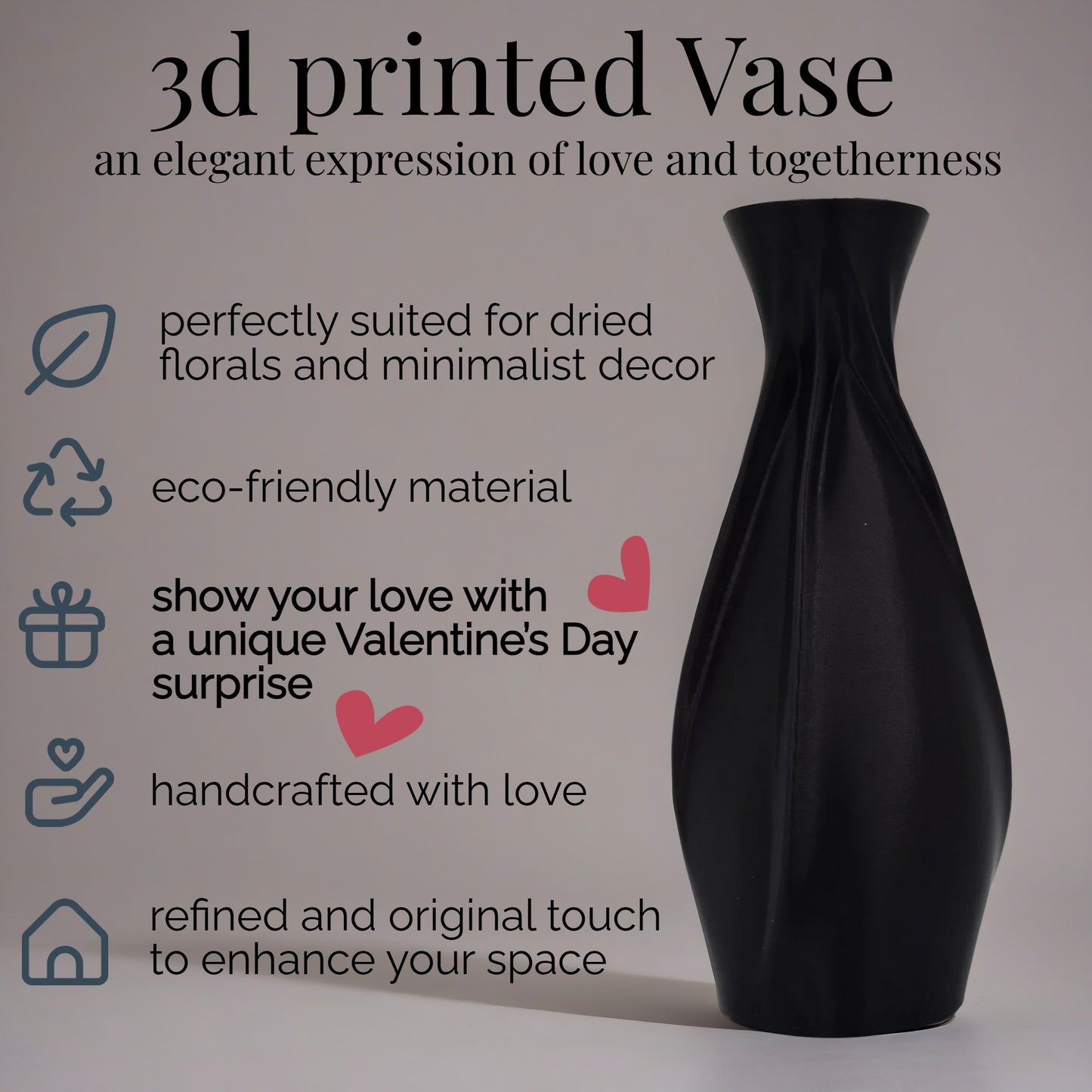 Black Elegance Vase – Minimalist & Modern Decorative Piece