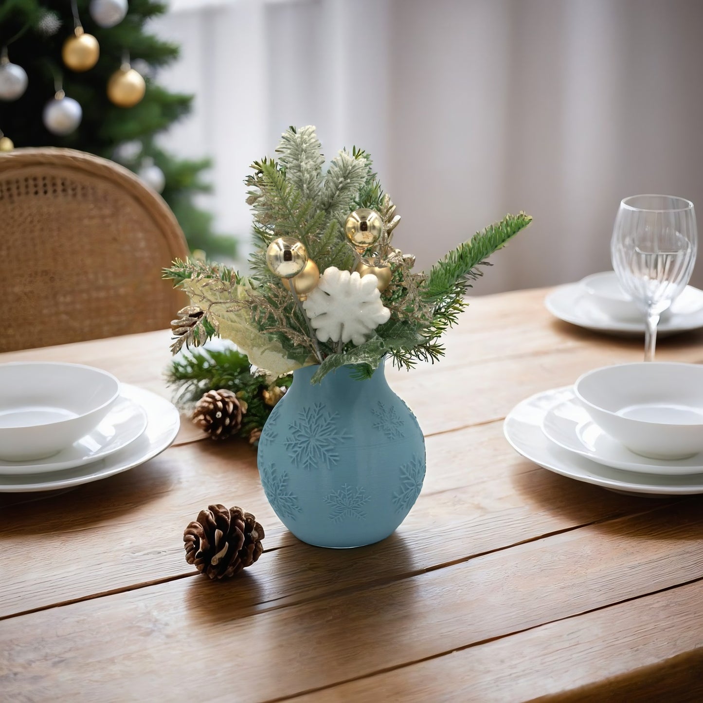 Winter Wonderland Vase – Snowflake-Inspired Holiday Decor