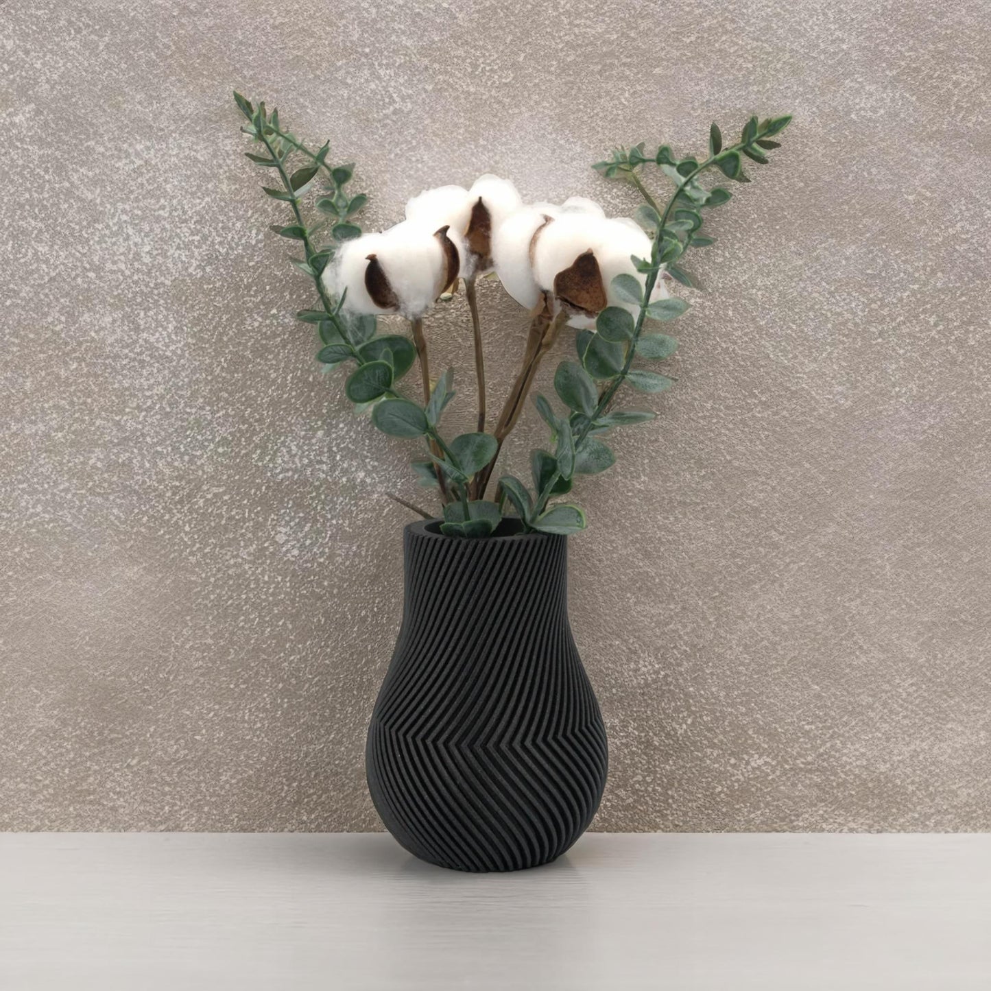 Textured Black Vase – Modern Minimalist Home Deco