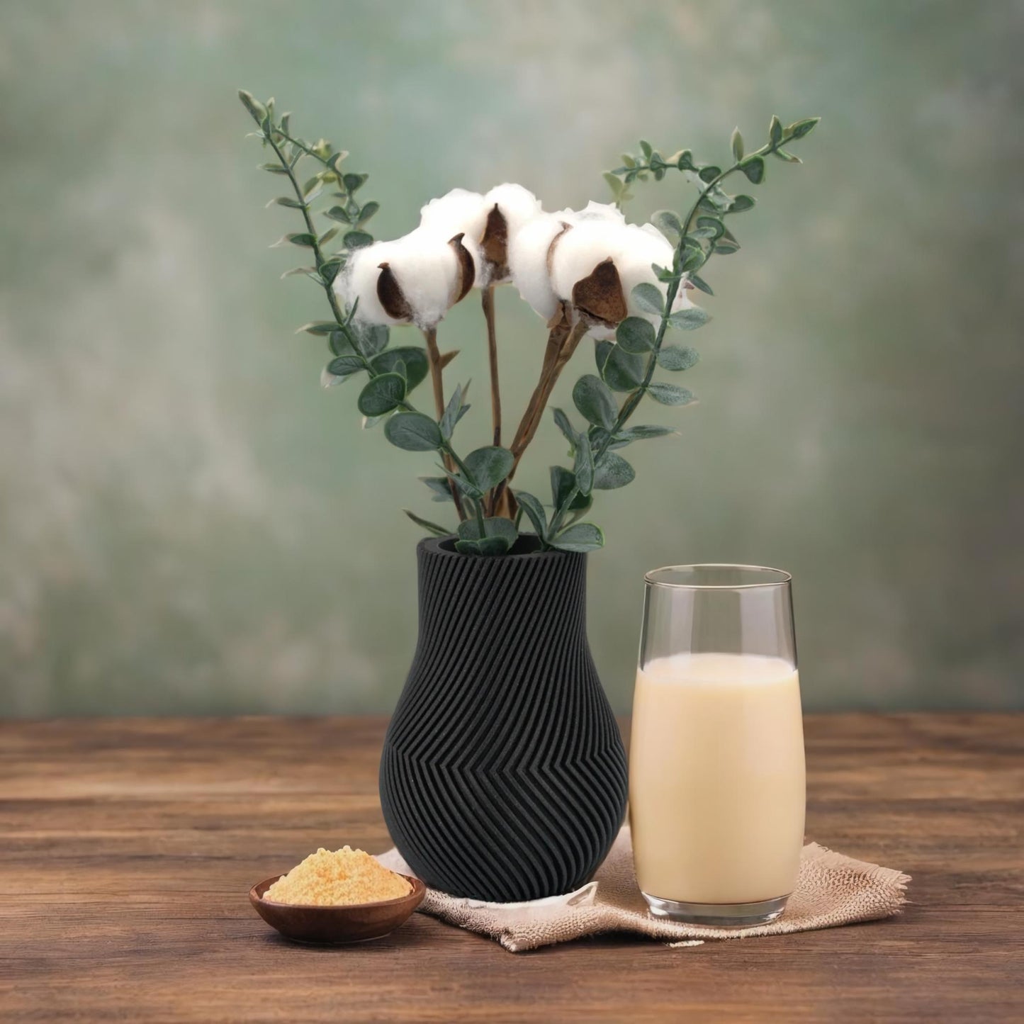 Textured Black Vase – Modern Minimalist Home Deco