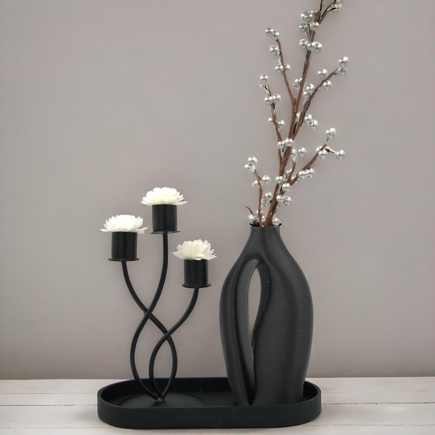 Abstract Black Vase – Modern Minimalist Home Accent